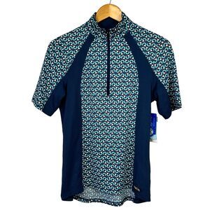 Kerrits Short Sleeve Quarter Zip Riding Shirt Size S NWT Equestrian Print